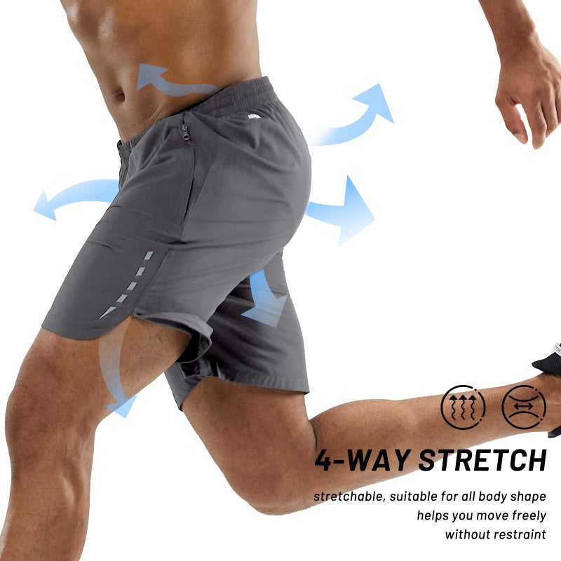 MIER Men's Lightweight Athletic Shorts Quick Dry Workout Gym Shorts with Back Pockets,7" Inseam,Dark Grey,S - Image 5